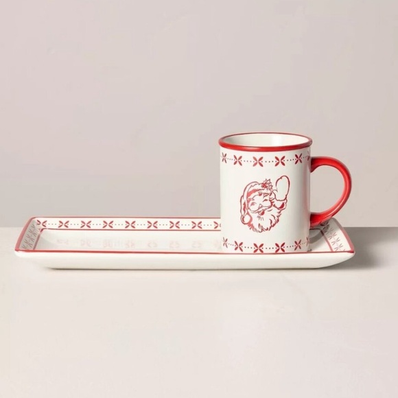 Hearth & Hand with Magnolia Stoneware Christmas Milk & Cookies Serving Set NWT - Picture 1 of 6